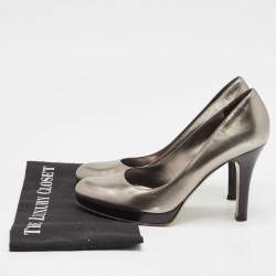 Gucci Metallic Leather Platform Pumps Size 38