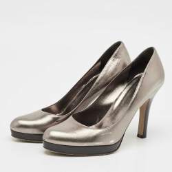 Gucci Metallic Leather Platform Pumps Size 38