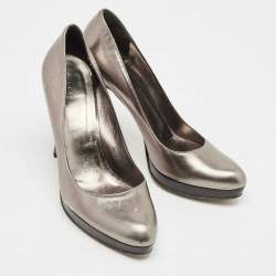 Gucci Metallic Leather Platform Pumps Size 38