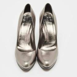 Gucci Metallic Leather Platform Pumps Size 38