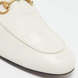 Gucci White Leather Princetown Horsebit Mule Sandals Size 39