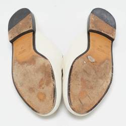 Gucci White Leather Princetown Horsebit Mule Sandals Size 39