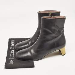 Gucci Black Leather Diamond Heel Ankle Boots Size 40.5