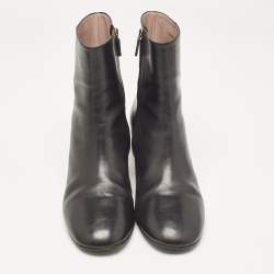 Gucci Black Leather Diamond Heel Ankle Boots Size 40.5