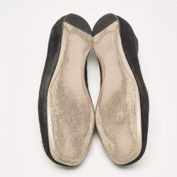 Gucci Black Suede Interlocking G Crystal Ballet Flats Size 38.5