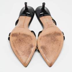 Pre Owned Gucci Black GG Interlocking Leather Strappy Slide Sandals Size 37.5