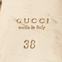 Pre Owned Gucci Beige GG Canvas New Hollywood Horsebit Peep Toe Pumps Size 38