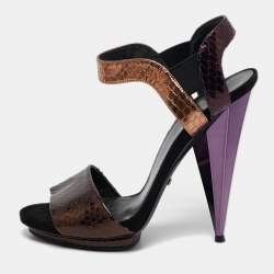 Gucci Multicolor Python Liberty Open Toe Ankle Strap Sandals Size 38