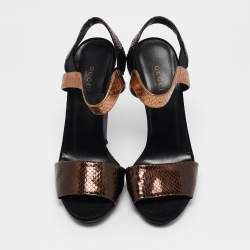 Gucci Multicolor Python Liberty Open Toe Ankle Strap Sandals Size 38