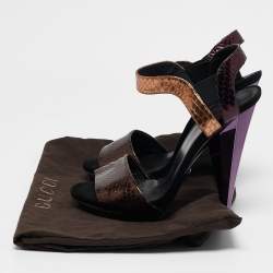 Gucci Multicolor Python Liberty Open Toe Ankle Strap Sandals Size 38