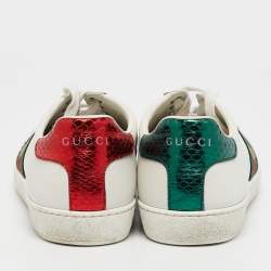 Gucci White Leather Ace Bee Embroidered Low Top Sneakers Size 36