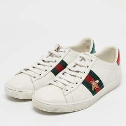 Gucci White Leather Ace Bee Embroidered Low Top Sneakers Size 36