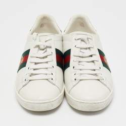 Gucci White Leather Ace Bee Embroidered Low Top Sneakers Size 36