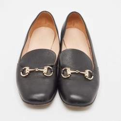 Gucci Black Leather Horsebit Loafers Size 37