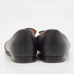 Gucci Black Leather Horsebit Loafers Size 37