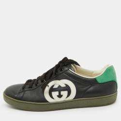 Gucci Tricolor Leather Interlocking G Ace Low Top Sneakers Size 38.5
