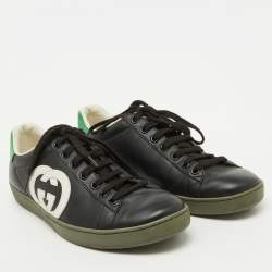 Gucci Tricolor Leather Interlocking G Ace Low Top Sneakers Size 38.5