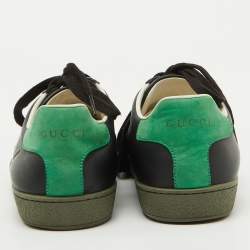 Gucci Tricolor Leather Interlocking G Ace Low Top Sneakers Size 38.5