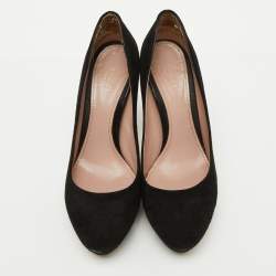 Gucci Black Suede Round Toe Platform Pumps Size 39