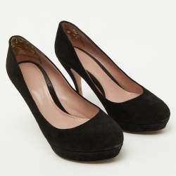 Gucci Black Suede Round Toe Platform Pumps Size 39