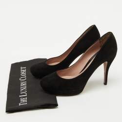 Gucci Black Suede Round Toe Platform Pumps Size 39