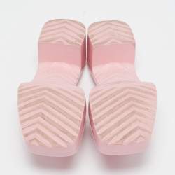 Gucci Pink Rubber Logo Embossed Platform Slide Sandals Size 37