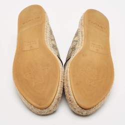 Pre Owned Gucci Brown/Beige GG Supreme Canvas Printed Bee Espadrille Flats Size 39
