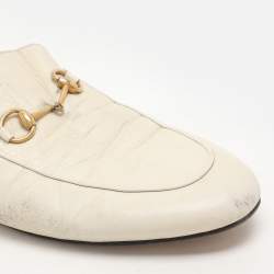 Gucci Off-White Leather Princetown Mules Size 40
