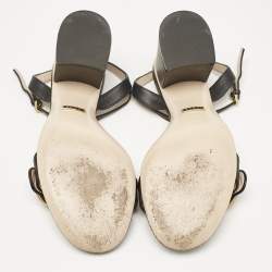 Pre Owned Gucci Black Leather GG Marmont Ankle Strap Sandals Size 36