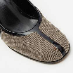 Gucci Brown/Black Canvas and Patent Leather Court Saith Square Toe Pumps Size 36