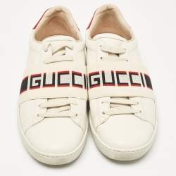 Gucci Cream Leather Logo Band Ace Sneakers Size 36