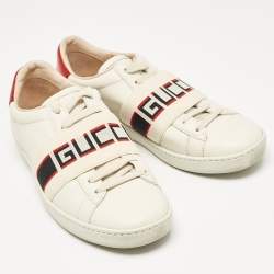 Gucci Cream Leather Logo Band Ace Sneakers Size 36