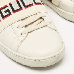 Gucci Cream Leather Logo Band Ace Sneakers Size 36