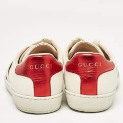 Gucci Cream Leather Logo Band Ace Sneakers Size 36