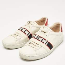 Gucci Cream Leather Logo Band Ace Sneakers Size 36