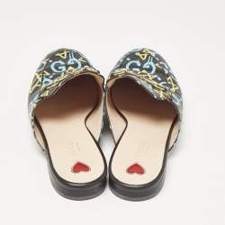 Gucci Black Leather Ghost Print Horsebit Princetown Flat Mules Size 41