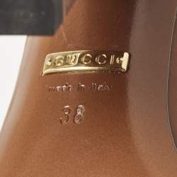 Pre Owned Gucci Brown Leather Web Horsebit Ankle Strap Sandals Size 38