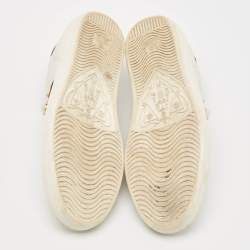 Gucci White Leather and Python Embossed Ace Lace Up Sneakers Size 37.5