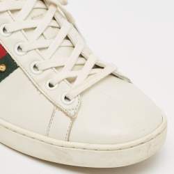 Gucci White Leather and Python Embossed Ace Lace Up Sneakers Size 37.5