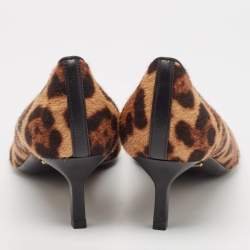 Pre Owned Gucci Brown Leopard Print Calf Hair Horsebit Pumps Size 38