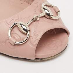 مملوكة مسبقًا Gucci Light Pink Guccissima Leather Hollywood Slide Sandals Size 37.5