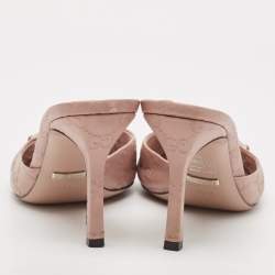 مملوكة مسبقًا Gucci Light Pink Guccissima Leather Hollywood Slide Sandals Size 37.5