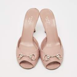 مملوكة مسبقًا Gucci Light Pink Guccissima Leather Hollywood Slide Sandals Size 37.5