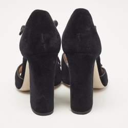 Gucci Black Velvet Bee Pearl Ankle Strap Sandals Size 38
