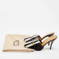 Gucci x Adidas Black/White Faux Fur Horsebit Mules Size 38.5
