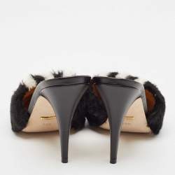 Gucci x Adidas Black/White Faux Fur Horsebit Mules Size 38.5