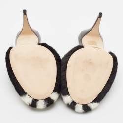 Gucci x Adidas Black/White Faux Fur Horsebit Mules Size 38.5