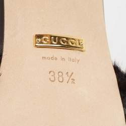 Gucci x Adidas Black/White Faux Fur Horsebit Mules Size 38.5