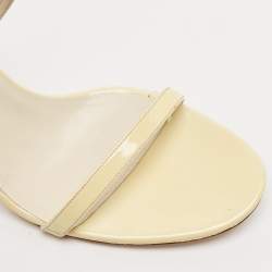 Pre Owned Gucci Yellow Patent Leather Tortoise Interlocking G Sandals Size 39.5