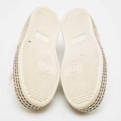 Gucci White Leather Bee Web New Ace Crystal Embellished Platform Sneakers Size 37